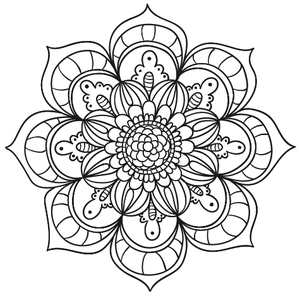 Mandala Floral #25 - Colorir - Haja Paciência